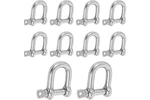 CJMUQHEHH Pack of 10 M6 Stainless Steel Shackles D Shape, Corrosion Resistant, High Strength, Ideal for Rigging, Steel Ropes, Chains and Fixings Indoor and Outdoor Use, 304 D Ring