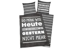 Herding Young Collection Bettwäsche-Set, Wendemotiv mit Spruch, Bettbezug 135 x 200 cm, Kopfkissenbezug 80 x 80 cm, Baumwolle/Renforcé