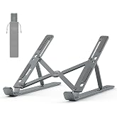 BoYata Laptop Stand 6 Levels of Height Adjustment Portable Laptop Holder for Desk Foldable Aluminium Riser Compatible with MacBook Air Dell XPS Most 10-15.6 Inch Laptops