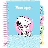 Safta | Notebook A5 Snoopy, School Notebook with Hard Cover and Spiral, 80 Sheets 80 g/m&sup2;, 4 Inner Dividers, Blue Design with