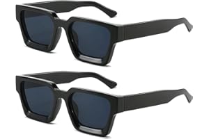 YAMEIZE Rettangolari Quadrati Occhiali da Sole-da Uomo Moda Rettangolari da Donna con Protezione UV400 Retrò Vintage Occhiali