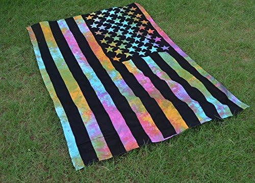 Multi Tie Dye American Flag Tapestry Dorm Decor US Flag Intricate tie dye Tapestry Bedding Indian Bedspread Blanket Magical Thinking Tapestry