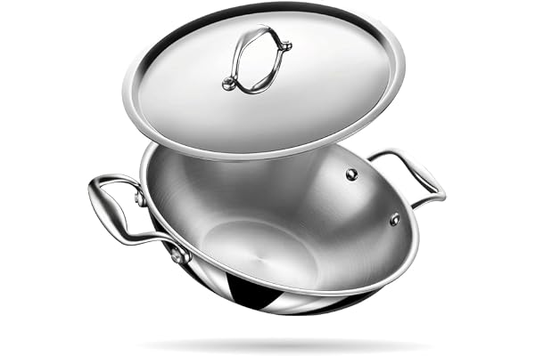 Lifelong LLTPDK003 Triply Deep Kadai with Riveted Handles with Stainless Steel Lid 2.8 litres Capacity (24 cm Diameter, Induction and Gas Stove Friendly)