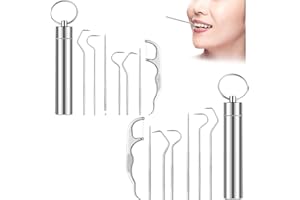 TAOBOSEC Cure Dent Metal, 2pcs 7pcs Stainless Steel 304 Toothpick Set Kits De Soins Dentaires Portable Metal Floss En Acier Inoxydable Kit Set Toothpicks Flossing Cure Dents Cartouche Dentaire