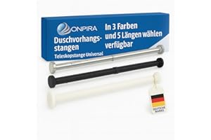 Onpira® Duschvorhangstange Edelstahl Teleskopstange ohne Bohren – Ausziehbar 5 Länge wählbar, universal einsetzbar, rostfrei, stabile Klemmstange für Bad & Dusche, einfache Montage (Stange 125-230cm)