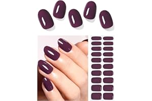 Wahrshei Pegatinas de Gel | Morado Ciruela Pegatinas Uñas Gel | 20 Pcs Gel Semicurado de Pegatinas | Adhesivos para Uñas de Gel, Envolturas de Esmalte de Gel para Uñas