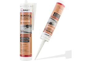 DU BAUST Dubaust AMK24 Colle de montage universelle pour bois, polystyrène, pierre, moulures, moulures, colle acrylique, cartouche 511 g, blanc