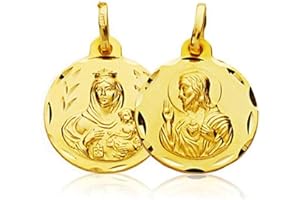 SEBAOTH Medalla Escapulario Oro Ley 18K - 14mm Brillo