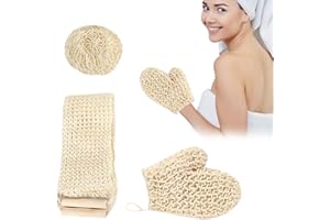 MSLING 3 piezas correa de lavado de espalda, guantes exfoliantes guantes de CRIN de cáñamo natural esponja exfoliante espalda, elimina la piel muerta eficazmente para baños de espalda cuerpo mujeres
