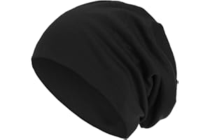 style3 Czapka typu Slouch Beanie, rozmiar XXL, ciepła, jesienno-zimowa, z oddychającego, delikatnego i lekkiego dżerseju, uniseks, czapka zimowa, rozmiar uniwersalny, czarny, jeden rozmiar
