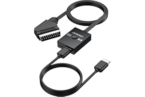 AUTOUTLET Scart auf HDMI Konverter, 16:9/4:3 Konvertierung 1080P Composite CVBS SCART zu HDMI Männlich Video Audio Adapter mit 50CM abnehmbares HDMI Kabel & PAL/NTSC für HDTV, VCR, VHS, DVD