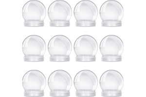 Auihiay 12 PCS 3.6 Inch Plastic Snow Globes, Plastic Clear Fillable Snow Globe with Screw Off Caps, Clear Christmas Water Globes for DIY Crafts Home Christmas Winter-Themed Decoration