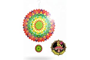 GENÉRICO Dragon Fungi Molinillo de Viento jardín Exterior Grande Veleta Decorativa Mandala Multicolor con carrillón Molino espantapájaros Giratorio para decoración jardín