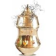 LandSlide Multipurpose Brass Kapoor dani with Night lamp, Aroma Diffuser, Bakhoor dani, Incense Burner, 7 inch -1 Piece (Gold)(Round)