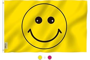 Anley Fly Breeze 3x5 Foot Yellow Happy Face Flag - Vivid Color and UV Fade Resistant - Canvas Header and Double Stitched - Happy Face Flags Polyester with Brass Grommets 3 X 5 Ft