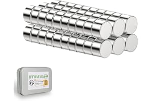 UTOMAG 60 Pezzi Piccole Calamite al Neodimio 5x3mm - Forti Magneti Rotondi Multiuso per Frigorifero, Scienza, Artigianato, Bacheche, Mappe, Foto, Decorazioni, Scuola, Cucina e Ufficio