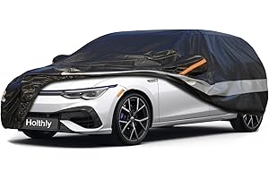 Holthly Bâche Voiture Extérieur à 10 Couches, Housse Protection Voiture 100% Étanche Anti UV Soleil, Bâche pour Citadine Audi A3 Sportback, Renault Megane,Peugeot 308, VW Golf, etc. C3 Noir