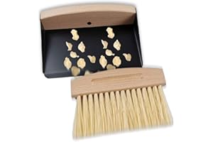 Aoreun Tischbesen Besen und Kehrschaufel Set, Mini Kehrblech und Handfeger Besen aus Naturholz, magnetisch Kehrblech und Handfeger für Krümel und Brösel auf dem Esstisch oder der Küchen