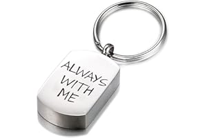 GREDSTAR Always With Me Cremation Jewellery Dog Tag Urn Keychain for Ashes Memorial Tags Keepsake Keyring Memorial Jewellery for Pet Ashes Human Ashes