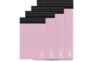 delka Mailing Bags, 60 Mixed Size Pink Poly Mailer Bags, Tear-Resistant Shipping Envelopes for Clothing, Documents, Strong Self-Seal Adhesive, Waterproof & Lightweight Pink