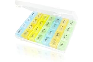 REEKNOKOL Portapillole grande, portapillole portapillole portapillole 7 giorni 4 volte al giorno portapillole con 28 scomparti portadose per farmaci, integratori, vitamine e olio di fegato di merluzzo