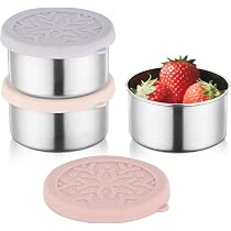 Set 3 Contenitori Per Alimenti In Acciaio Inox Misichao 220ml | Con Coperchio Ermetico In Silicone | BPA Free E Lavastoviglie