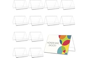 EKOCEV Expositor Metacrilato Transparente 12 Piezas Mini Soporte de Exhibición de Acrílico para Letreros, Soportes de Etiquetas de Precio para Oficina Panaderías Tiendas Restaurantes yTienda, 9*6cm