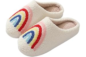 YAQUEKOU Hausschuhe Kinder Winter Erwachsener Slippers Plüsch Pantoffeln Regenbogen Hausschuhe Teenager Mädchen Hausschuhe