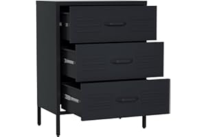 skølm Kommode Atria schwarz, Sideboard für Wohnzimmer, Metall Kommode mit 3 Schubladen, Metallschrank, Mehrzweckschrank Größe 80x60x38 cm