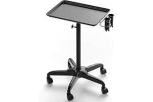 The Fellie Salon Tray Hairdressing Rolling Cart on Wheels, Adjustable Height Aluminum Salon Trolley, Instrument Hairdressing Trolley Tool Holder with 2 Cups & 1 Metal Loop for Beauty Salon Dentistry