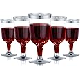 LATERN 30Pcs Plastic Wine Glasses, 170ml Silver Wine Tasting Glasses Reusable Stemmed Party Wine Cups for Drinks Whiskey Champagne Beer Cocktail Martini (13.4 x 6.5cm)