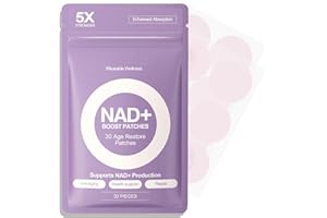 OKAQEE NAD+ Boost Patches - Natural Energy & Focus Support - Slow-Release Vitamin B3 Transdermal Patches - Promote Cellular Renewal, Anti-Ageing & Recovery - Botanical Plant-Based Formula - 30-Day Supply