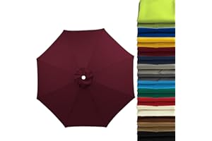 WOGTITYI 2m 2.7m 3.0m Sonnenschirm Ersatzbezug 6 Streben 8 Streben Terrassenschirm Bespannung Stoffbezug, Gartenschirm Ersatz-Überdachung, Für Ampelschirm, Hof, Garten, Strand, Pool(Stärke:Wine red,Size:3.0m-6