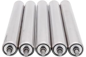 ZAQYCM Förderband Tragrollen 5er-Pack Kraftlose Förderrollen, Große Edelstahl Metallrolle Mit 50 38 25 MM Durchmesser, Diese Rollen Dienen Als Zuverlässiger Ersatz In Rollenfördersystemen(Dia 1"/25MM,L 11.8"