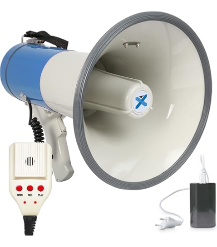 Vonyx MEG040 Mégaphone transportable 40 Watts, idéal manifestations et matchs sportifs- portée