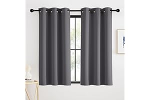 KGORGE Rideau Occultant - Rideau Thermiques Isolant UV, Lot de 2 Rideaux Opaque Draperies Intérieurs Decoration pour Porte Armoires Maison Chambre Fenetre avec Œillets, 90x120cm, Gris