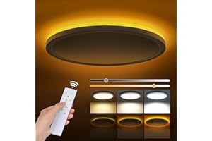TYRESES Plafon LED Techo Regulable 24W, Lámpara de Techo con Mando, Luz Nocturna Regulable 1800K, Lampara LED Techo Modernos 3000K-6500K Adecuado para Dormitorios Habitaciones Infantiles, Salones, Ø40CM