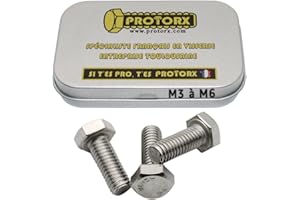 PROTORX Vis à Métaux Tête Hexagonale M6 x 20mm : Boîte 10 Pcs Boulon Inox pour Rondelles Metal Ecrou | Boulon Anti-Rouille - DIN 933