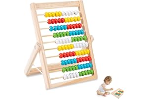 Jatipy 1pc Wooden Abacus Math - Educational Counting Abacus, Classic Fun Arithmetic Tool - Colorful Beads