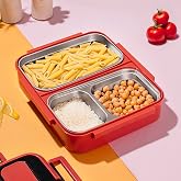 Cooker 1392-2 3 Compartment Nutrition Box with Steel Chamber Lunchbox Lunchbox Lunchbox - Orange