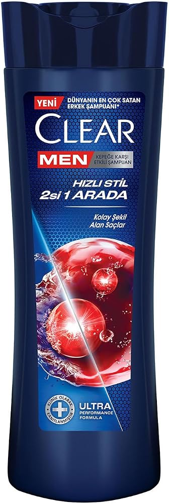 Clear Men Kepeğe Karşı Etkili Şampuan Hızlı Stil 2'si 1 Arada Kolay Şekil Alan Saçlar 350 ml Mavi