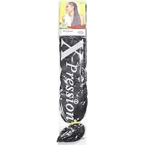X-pression Haarverlängerung – 82 Zoll (ca. 208 Cm), Jet Black, Aus Kanekalon, Mit Warmem Wasser Stylbar