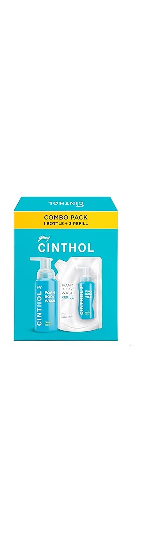 Cinthol Cool Foam Body Wash (800ml) Combo Pack (1 Bottle + 3 Refills) | Unique Foam Formula for Moisturized & Irresistibly Soft Skin | Suitable for Al