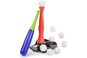 CeleMoon T Ball Kinder Baseball Softball Schläger Set Batting Tee, 8 Bälle enthalten für Kleinkind Jungen Mädchen 3 4 5 Jahre Indoor Outdoor Sport Spielspielzeug Set