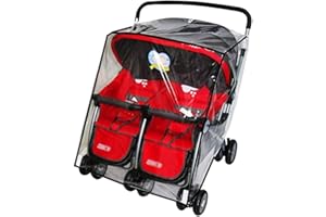 BAO CORE Universal Waterproof Twins Baby Stroller Pushchair Raincover Side by Side Double Buggy Pram Transparent PVC Rain Cover for Most Twins Pushchair