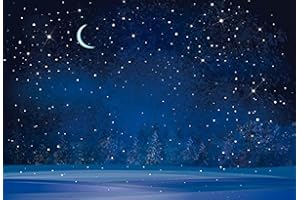 Renaiss 2.2x1.5m Sternennacht Hintergrund Himmel Mond Schneefall Fotografie Kulissen Verschwommen Wald Nacht Bäume Hintergrund Frohe Weihnachten Frohes Neues Jahr Party Dekoration Studio Requisiten