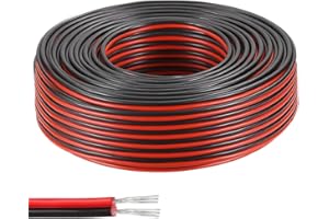 UQTUKO 22AWG Cavo Elettrico, 30M Filo 2 Conduttore Parallelo in silicone a 2 poli da 0,3 mm² Rosso e Nero in Rame Stagnato a Trefoli fili Cavo flessibile per strisce LED 12V