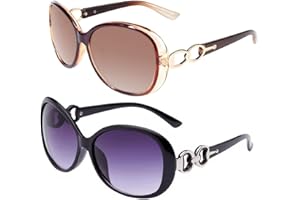 YIWONFU Lunettes de Soleil Femme Polarisées 2 Pièces, Lunettes de Soleil Verres Polarisants Mode Anti UV Lunette Polarisante Ancien