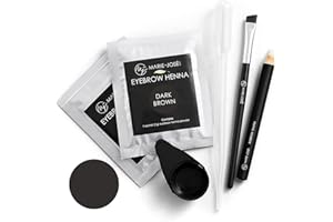 ‎MARIE-JOSÉ & CO Marie-José & Co Augenbrauenfarbe Set Dunkelbraun - Augenbrauen färben mit Henna - DIY Henna haarfarbe Set - Ausreichend für 10 Behandlungen - Natürlich & vegan Henna Tattoo Augenbrauen färben!