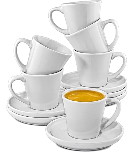 Lot De 6 Tasses à Café + Sous-tasses En Céramique Vintage (neuf, Défauts Mineurs)